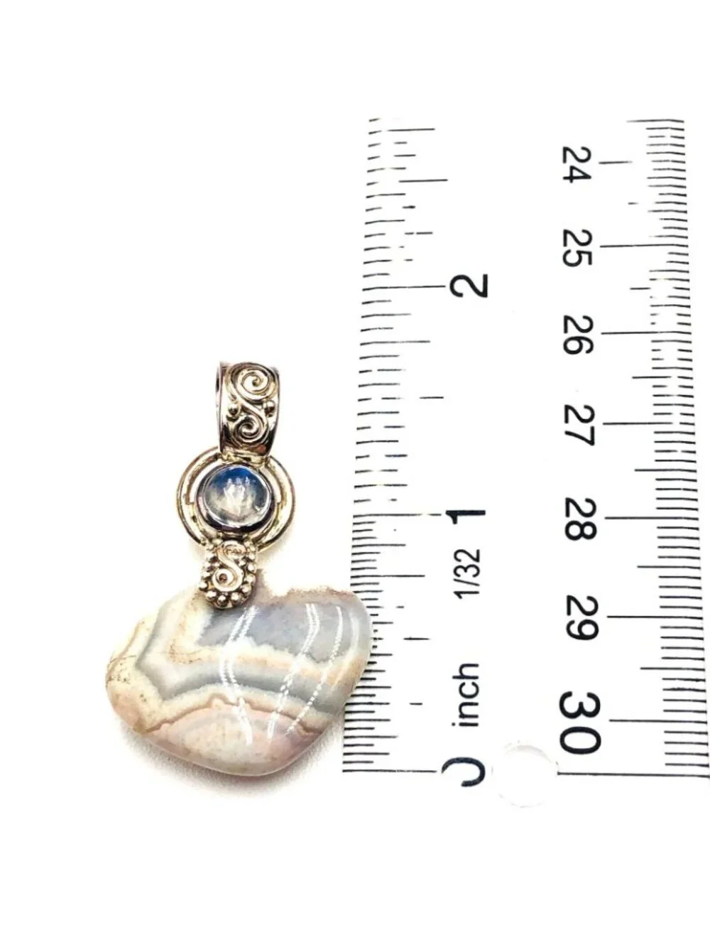 SAJEN Womens Necklace Blue Striped Gemstone Moonstone Sterling Silver Pendant